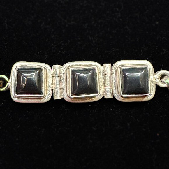 Sterling Silver & Onyx Bracelet + Earrings Set w/ Bonus Ring & Bags - Picture 6 of 15